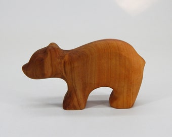 Ours en bois jouet Waldorf animal Sculpture en bois Figurine jouets cadeaux écologique naturel