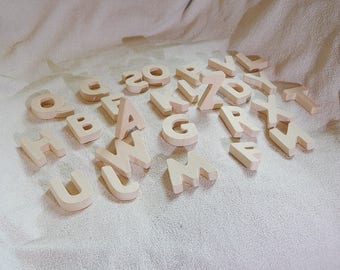 Magnets Wooden alphabet Wood Magnetic English letters ABC Vintage letters Educational toy Waldorf toys ABC School toys Gift for a Teacherand