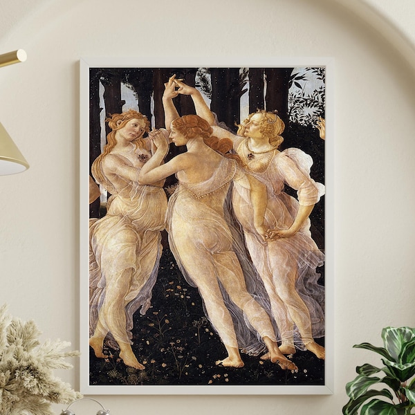 THE THREE GRACES Art Print, Botticelli, Girl Gift, Large Wall Art, Living Room Decor, Renaissance, 16x20 print, Vintage Style, Gifts