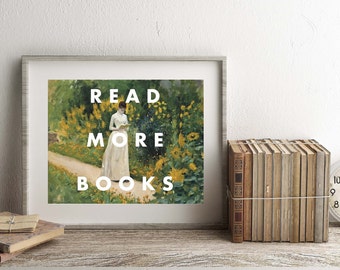 READ MORE BOOKS Book lover Art Print, gifts for book lovers, Book Art, Woman Reading Quote, Book Wall Art Decor, Librarian Teacher Gift