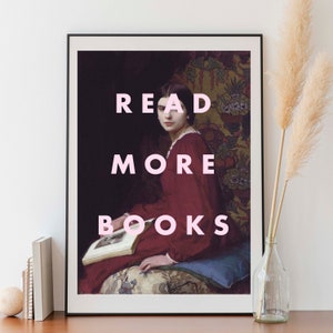 LEES MEER BOEKEN Afdrukken, afdrukken boekenliefhebber, meisje cadeau, geschenken boekenworm, woordafdruk, woonkamerdecor, 16 x 20, kunst aan de muur, boekenworm, schilderij
