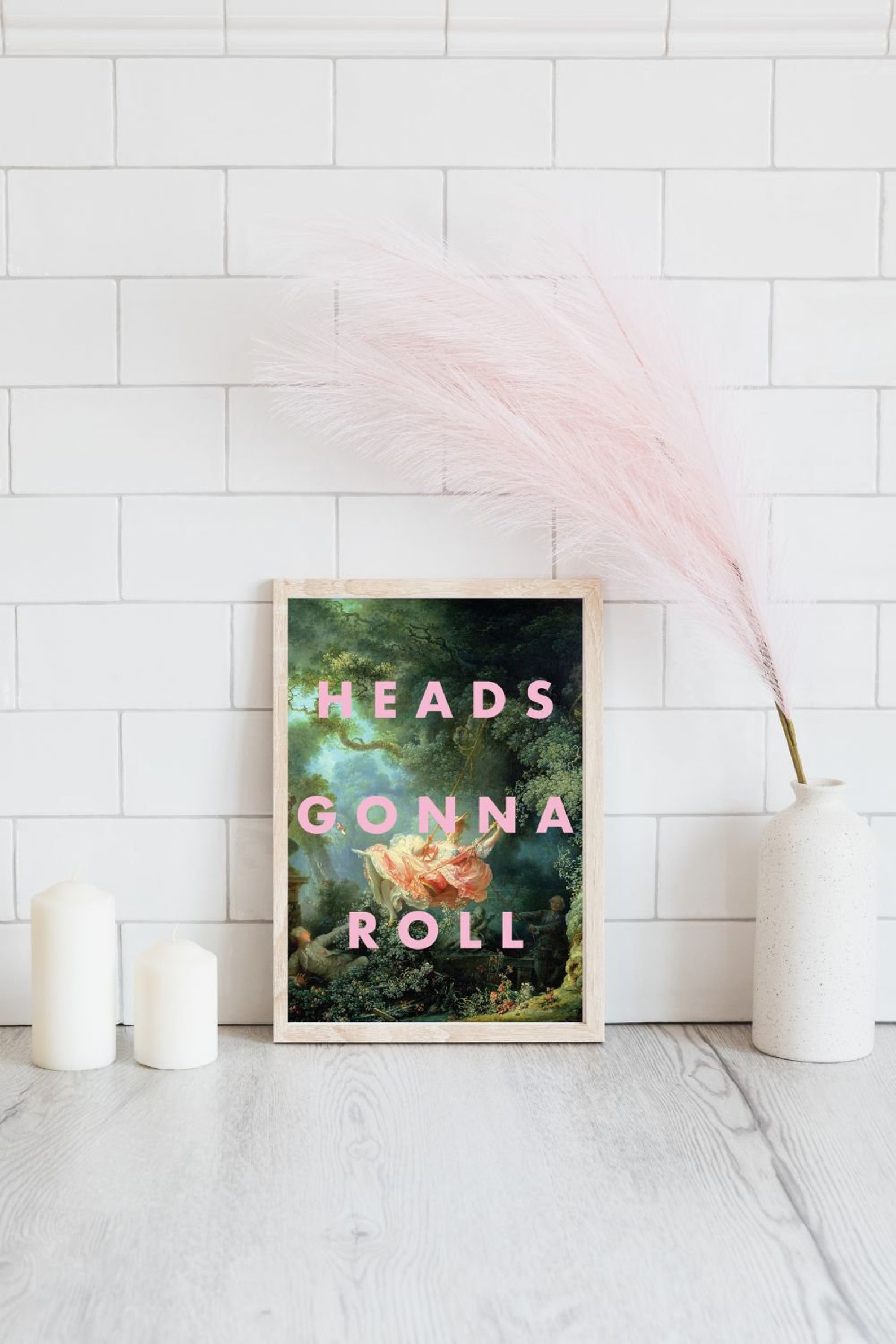 HEADS GONNA ROLL Wall Art Print Pink Bedroom Wall Art Marie Etsy
