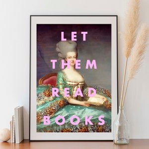 Let Them Read Books Marie Antoinette Quote Art, Booklover Art Gift, Pink Wall Bedroom Art Decor, 8x10 Gallery Wall Print, Rococo Baroque Art