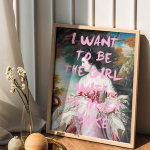 I Want To Be the Girl With the Most Cake, Pink Wall Art, HOLE LYRICS PRINT, Painting Print, Feminist Art, Doll Parts, Typography Art Print