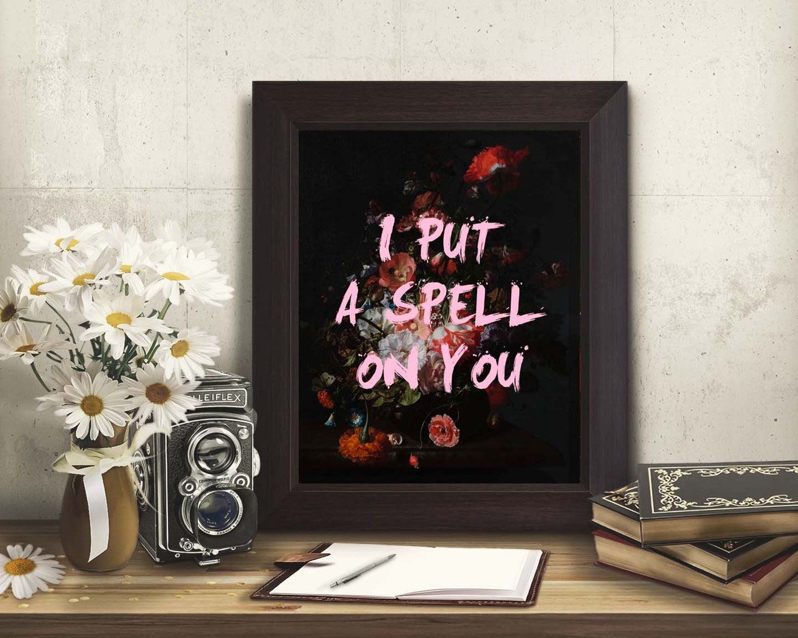 I Put A Spell On You Lyrics Print Pink Wall Art Print Dark Etsy