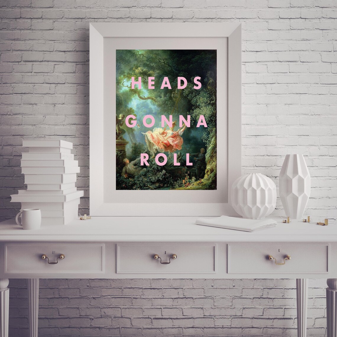 HEADS GONNA ROLL Wall Art Print Pink Bedroom Wall Art Marie Etsy
