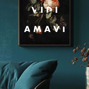 VENI VIDI AMAVI Latin Quote Print Dark Floral Art Print I - Etsy