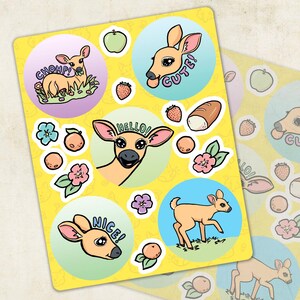 Deer Stationery Sticker Sheet Cottagecore Craft Woodland Friend Flower Planner Journaling Kawaii Baby Deer Spring Deco Collage Sticker