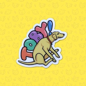 Retro Commercial Inspired Sticker TOBY Vinyl Clear Sticker Funny Yellow Lab Dog Funny Sticker for Lab Dog Owner Deco Sticker