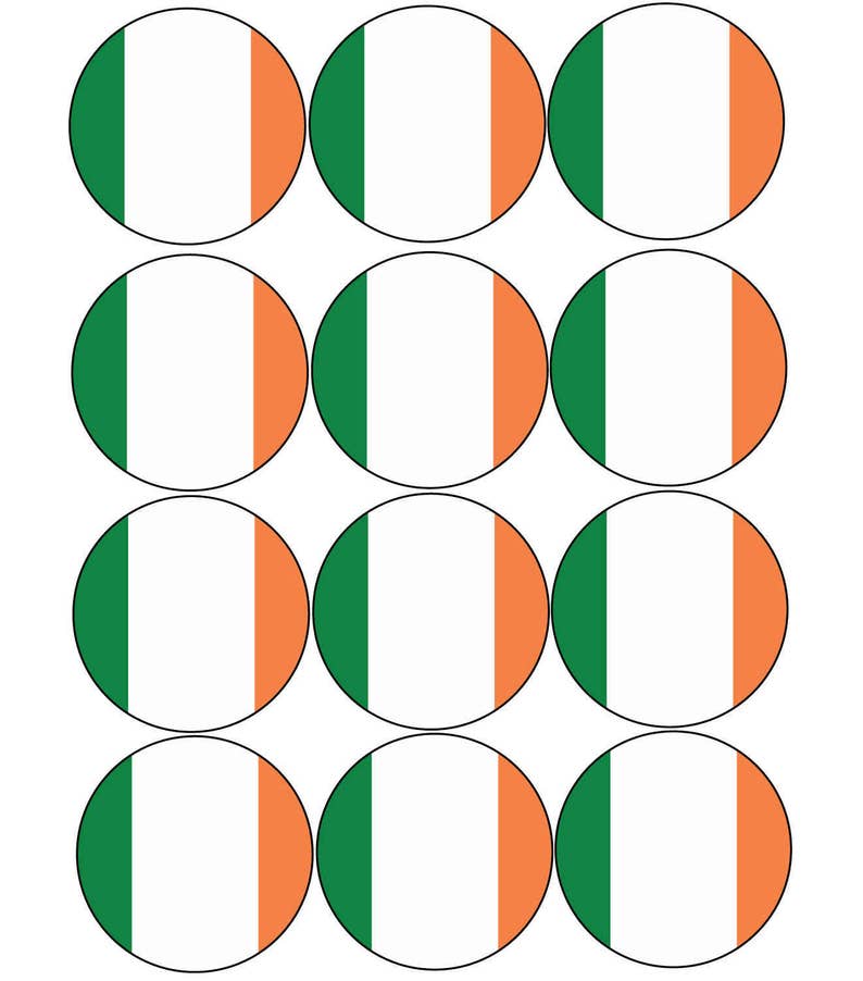 Pre Cut Cupcake Toppers Premium Quality Sugar Icing Sheet 12 x Ireland Irish Flag Shipped from the UK