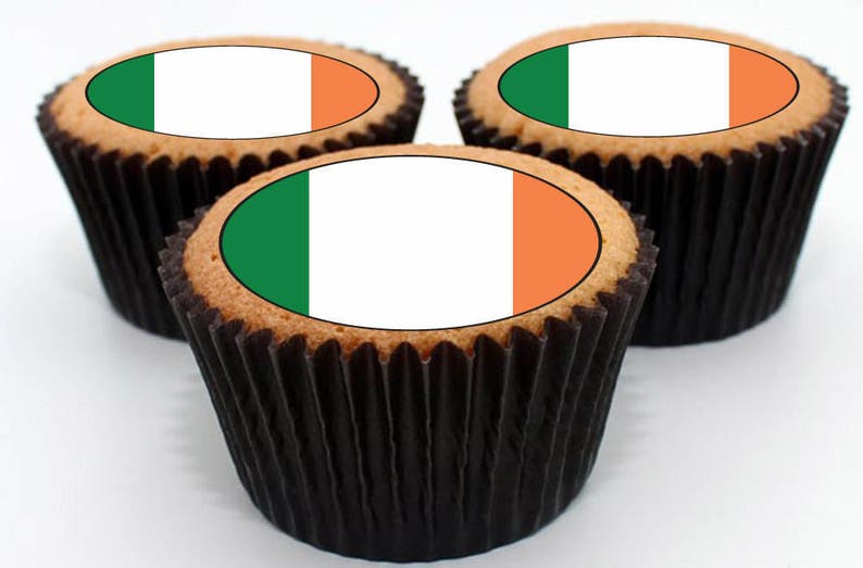 Pre Cut Cupcake Toppers Premium Quality Sugar Icing Sheet 12 x Ireland Irish Flag Shipped from the UK