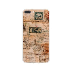 Sellos postales antiguos y guiones antiguos escritos a mano Funda flexible para teléfonos Samsung