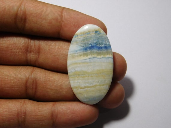 Handcraft Loose Stone For Jewelry Making Top Quality Blue Scheelite Cabochon Genuine Natural Blue Scheelite Gemstone 84 Ct 44X30 mm #4681