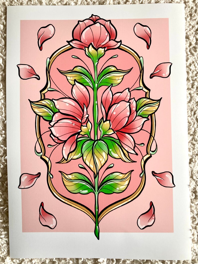 Pink Rose Art Print - Etsy