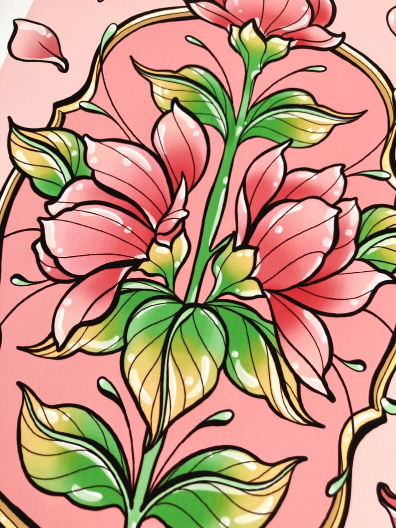 Pink Rose Art Print - Etsy