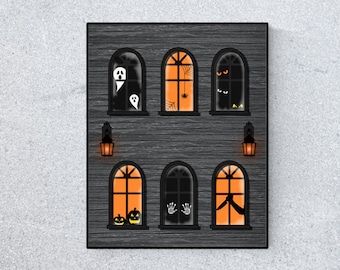 Spookhuis afdrukbare Halloween Decor, Haunted Mansion Artwork, Instant Download, 8 x 10, 11 x 14, 16 x 20, digitaal bestand