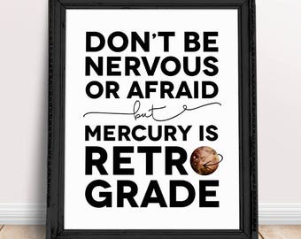 Mercurius Retrograde afdrukbare teken Ondeugend kantoor Art 8 "x 10" Instant Download JPEG bestanden astrologie offerte astronomie Decor planeet Gift 11 x 14