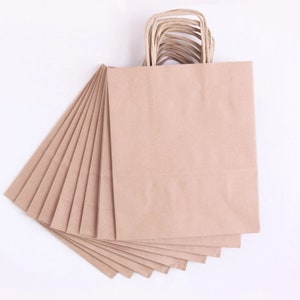 set di 25 sacchetti di carta kraft marrone con manici, 8 x 7'' , 20x18 cm