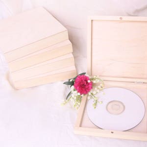 10er Set Doppel CD/DVD Holz unfertige Box, quadratischer Deckel, eco unbemalt uni Holz Decoupage, CD Hülle, Andenken Hochzeit DVD Box, Holzbox