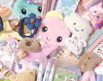 Set Fusion Mystery Scoop, papelería kawaii variada, pegatinas, accesorios de joyería, caja sorpresa todo en uno