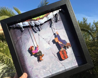 Monkey Island Shadow Box 10"x10" | Guybrush Threepwood and Elaine Marley