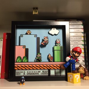 Mario and Luigi Shadowbox / Super Mario Bros 3 NES Decoration Gift image 3