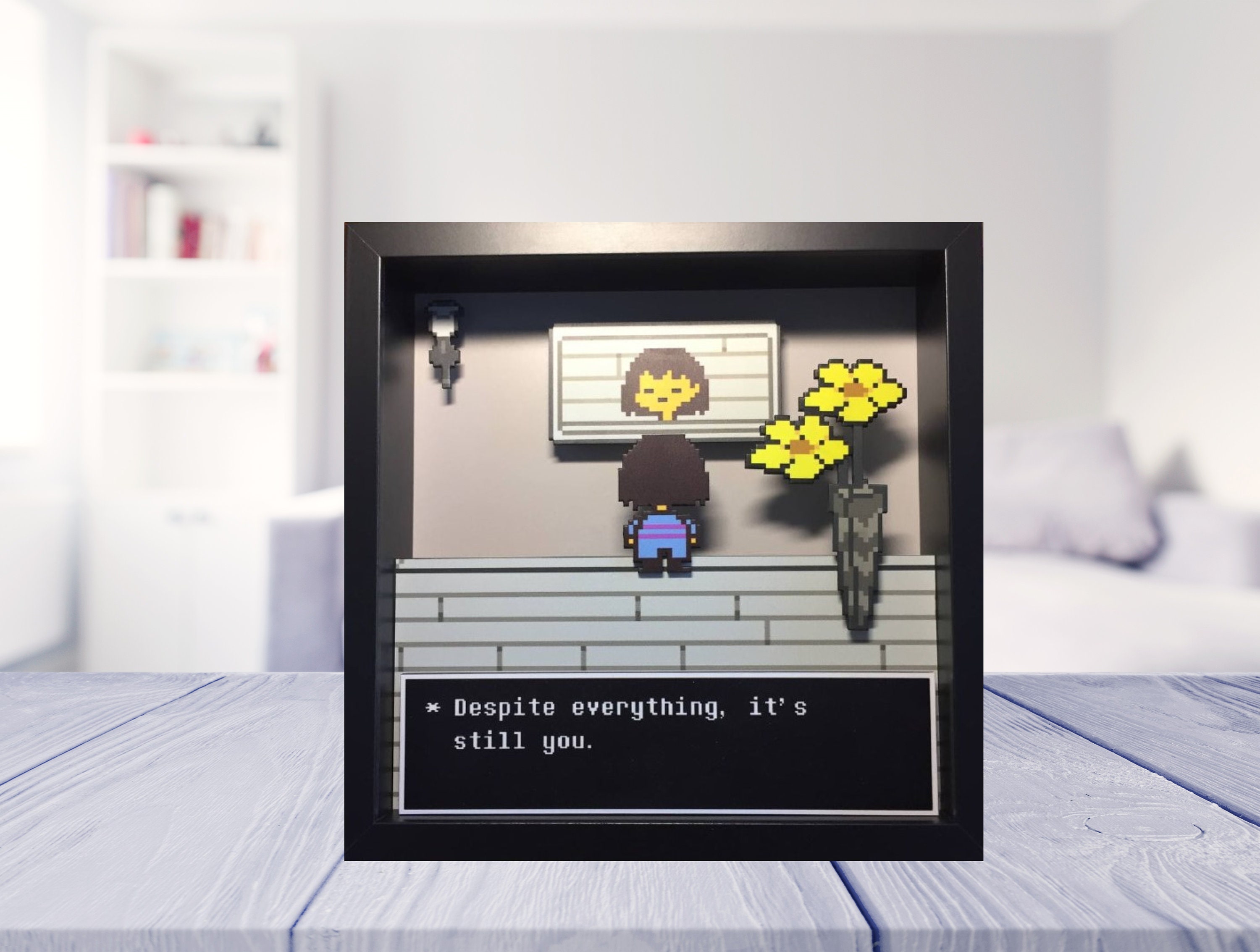 Undertale Frisk Sans Battle Handmade Diorama - Retro Gaming Cube - Fanart