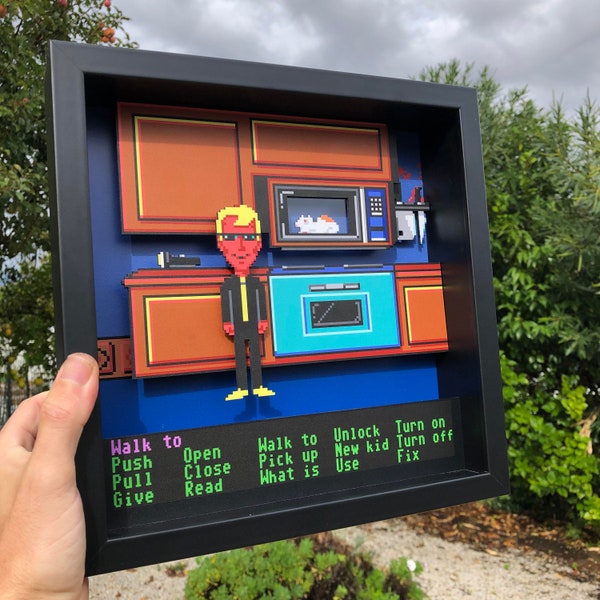 Maniac Mansion Day of the Tentacle Shadow Box Diorama 3D 10x10"