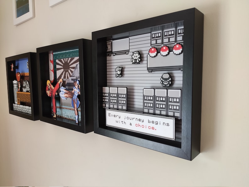 Pokemon 3D Shadow Box / Nintendo Pixel Art Every journey begins with a choice image 10