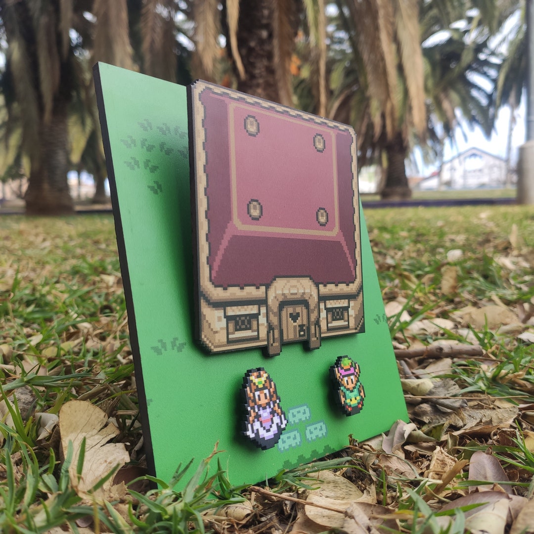 Legend of Zelda 3D Bookend Shadow Box Art Link and Zelda at the House