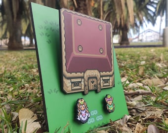 Legend of Zelda 3D Bookend Shadow Box Art Link and Zelda at the House Shelves Decor