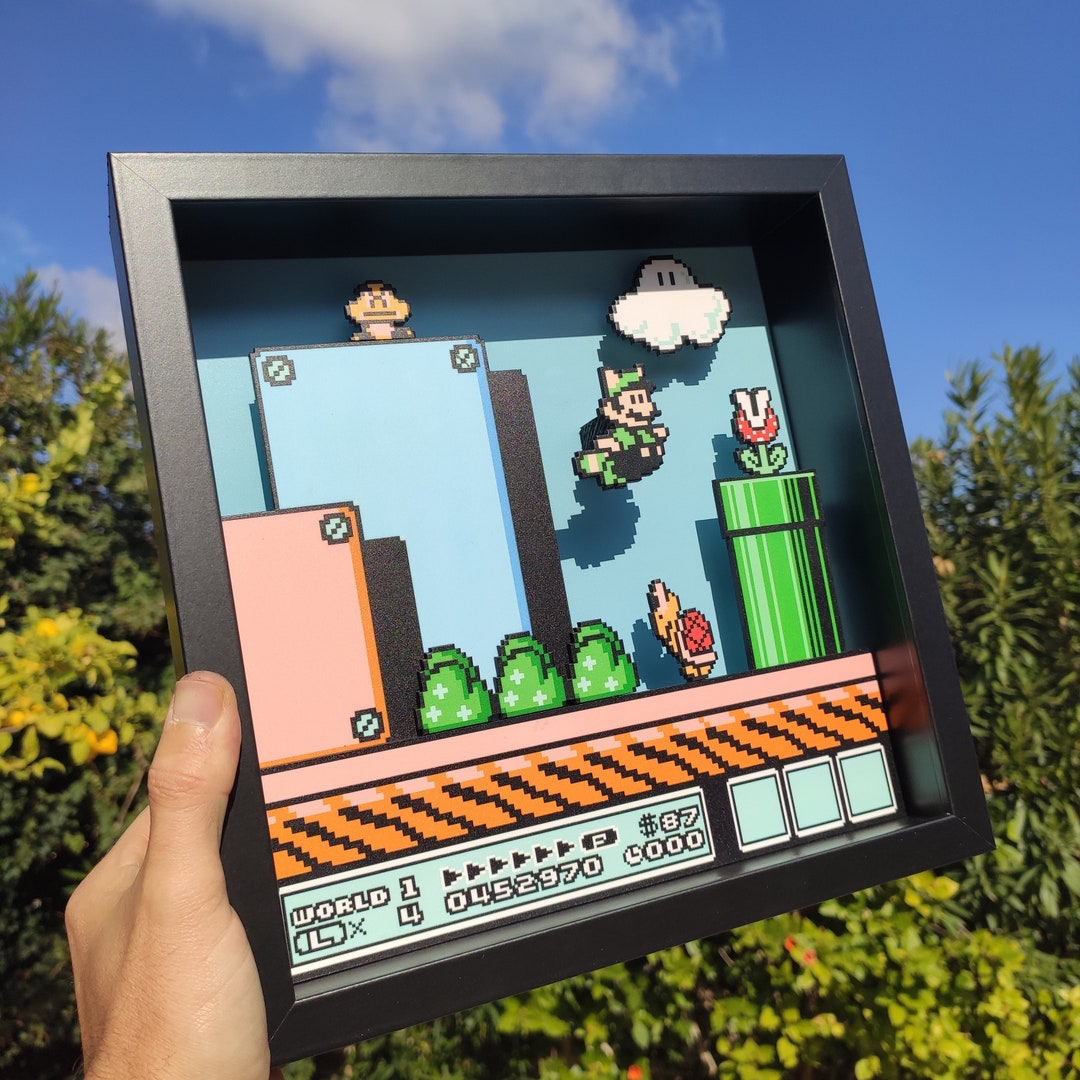 Super Mario Bros 3 Nintendo NES 3D Cube Handmade Diorama Shadowbox