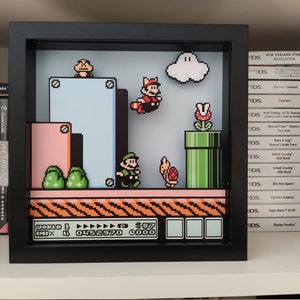 Mario and Luigi Shadowbox / Super Mario Bros 3 NES Decoration Gift image 10