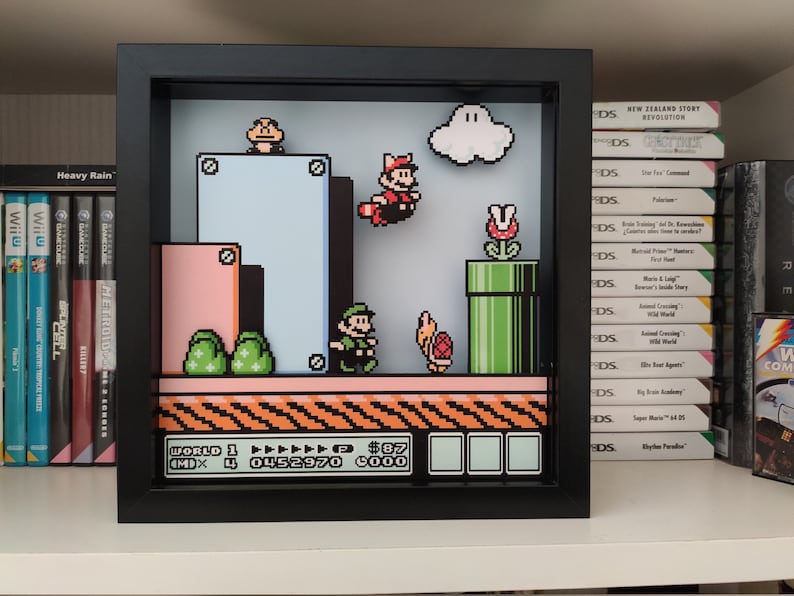 Mario and Luigi Shadowbox / Super Mario Bros 3 NES Decoration Gift image 10