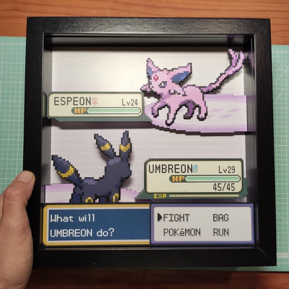 Pokemon FireRed (Mewtwo Battle) - 3D Shadow Box Frame (9 x 9) Wall Art