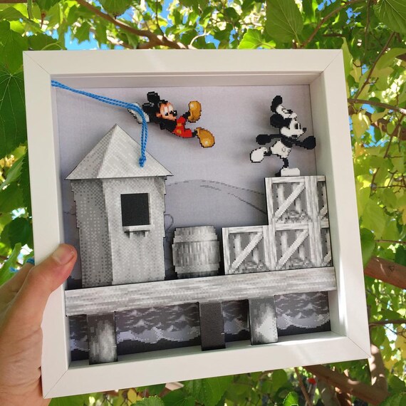 Disney Shadow Box Art Mickey Mania Sega Genesis Video Game Etsy