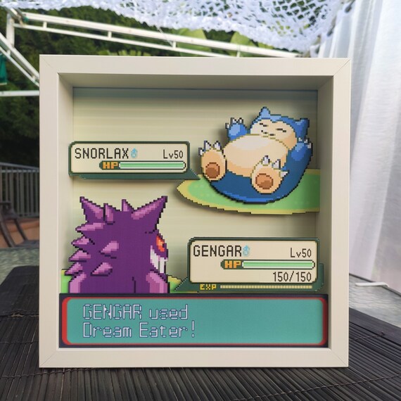 Pokemon Gengar Versus Snorlax Shadow Box Etsy
