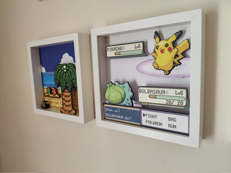 Pokemon Shadow box with Pikachu and Bulbasaur Etsy