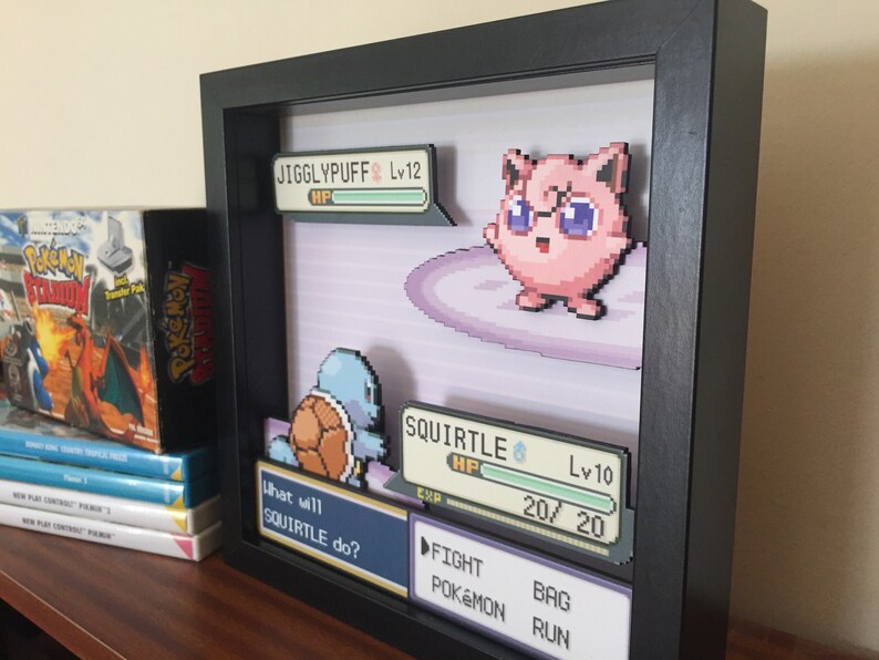 Pokemon Shadow Box Diorama with Jigglypuff and Squirtle Etsy