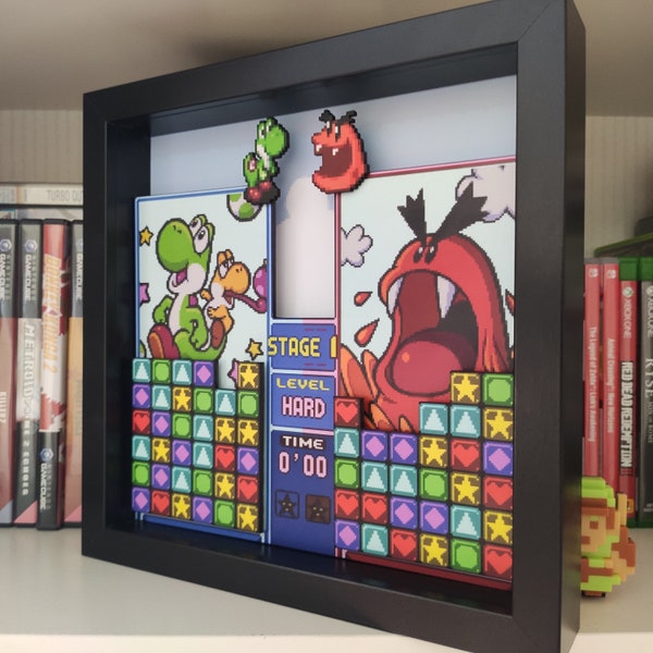 Tetris Attacke 3D Shadowbox Nintendo Home Decor Art Diorama