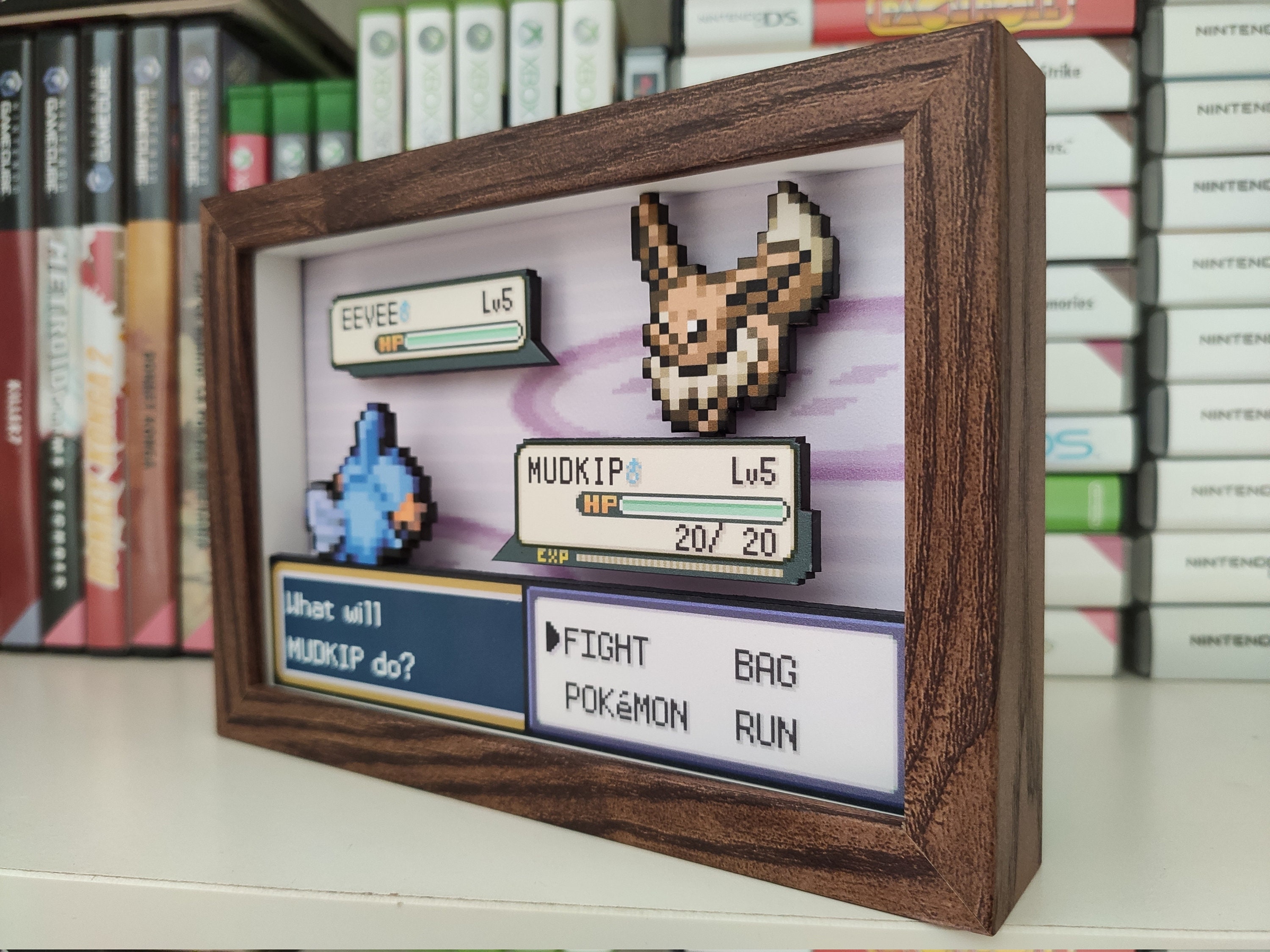 Pokemon Shadow Box With Eevee and Mudkip Mini 3D Diorama Etsy