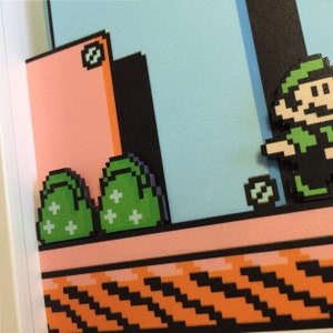 Mario and Luigi Shadowbox / Super Mario Bros 3 NES Decoration Gift image 7