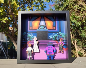 Monkey Island Wedding Diorama 3D 25x25cm | Guybrush, Elaine Marley and LeChuck
