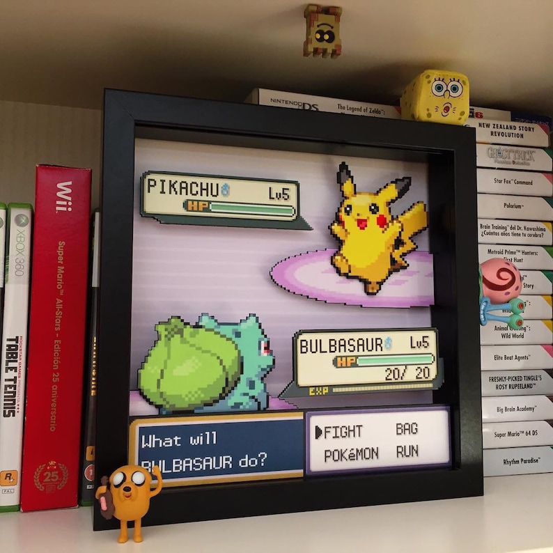Pokemon Shadow Box With Pikachu and Bulbasaur Etsy