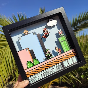 Mario and Luigi Shadowbox / Super Mario Bros 3 NES Decoration Gift image 5