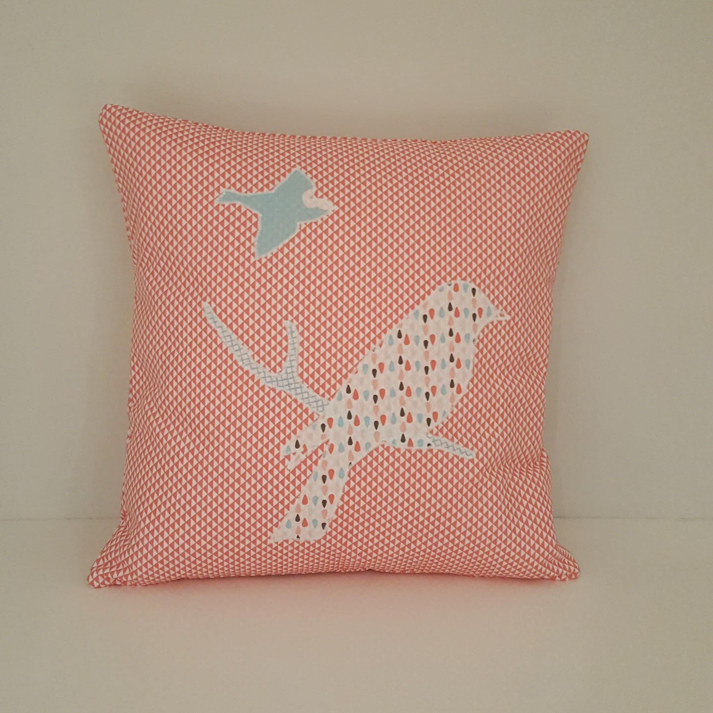 Housse de Coussin 40 X cm Oiseau sur Une Branche - Fait Main