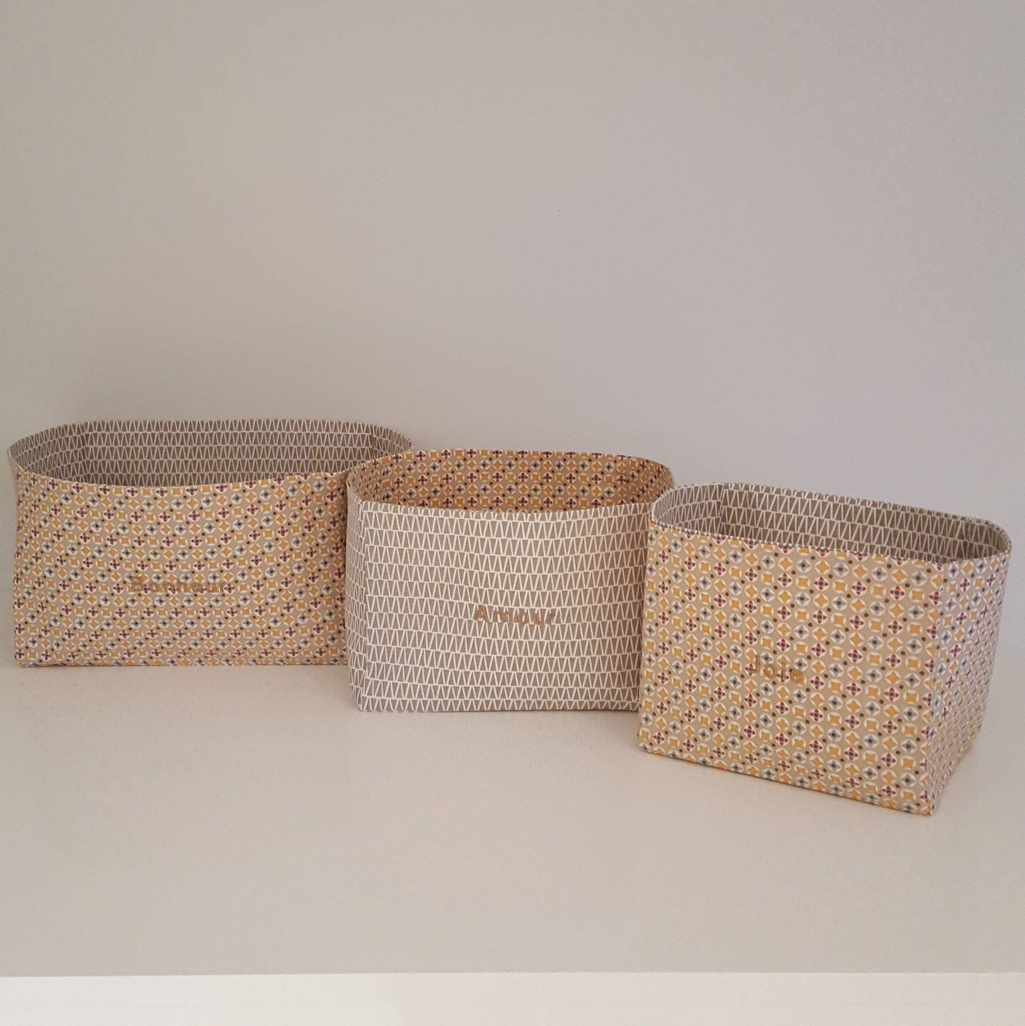 Paniers Gigognes Beige et Orange - Fait Main