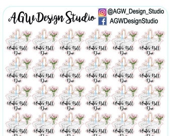 Water Bill Due - Planner Stickers - Bullet Journal Stickers, Planner Stickers, Scrapbook Stickers - Water/Utility/Budget Tracker