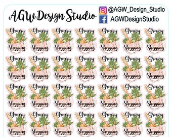 Grocery Shopping - Planner Stickers - Bullet Journal Stickers, Planner Stickers, Scrapbook Stickers - Grocery/Food Shopping / Budget Tracker