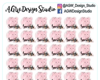 Savings Reminder - Planner Stickers - Bullet Journal Stickers, Planner Stickers, Scrapbook Stickers - Savings Reminder/ Budget Tracker